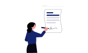 届出書類に署名するイラスト